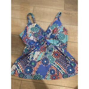 SUNSETS WOMENS MULTI COLOR TANKINI SWIM TOP 38E/36F/34G